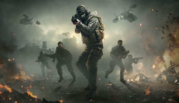 Pięć ramion otoczonych wybuchami maszerującymi do Call of Duty Next