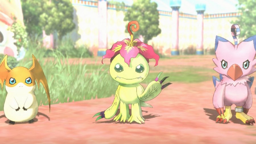 Digimon Survive review - Patamon, Palmon, and Biyomon look toward you with angry faces