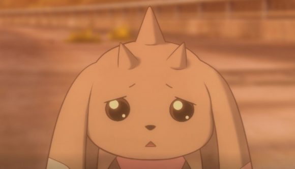 Lopmon looking longingly toward the player, with their sad ears flopping, looking as if they have read the Digimon Survive review bombing and is taking it personally