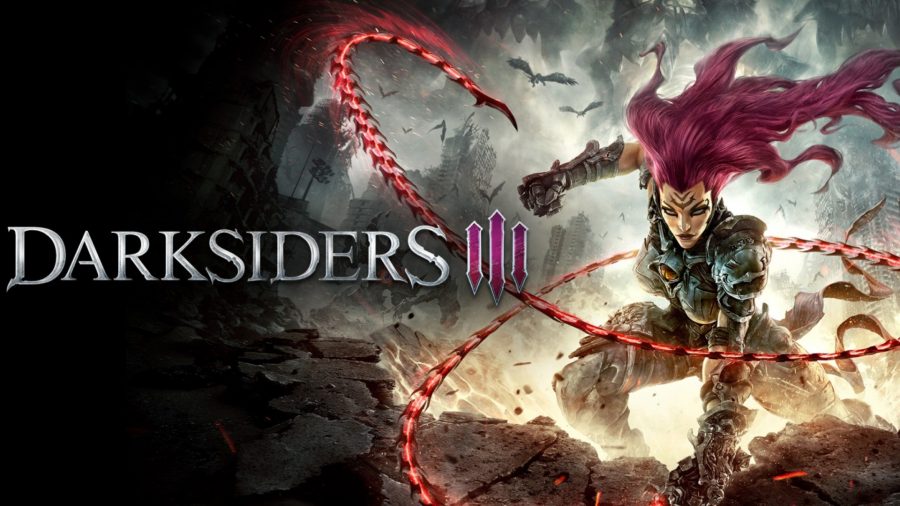 Girl games - Darksiders 3's Fury crouched down with her whip surrounding her