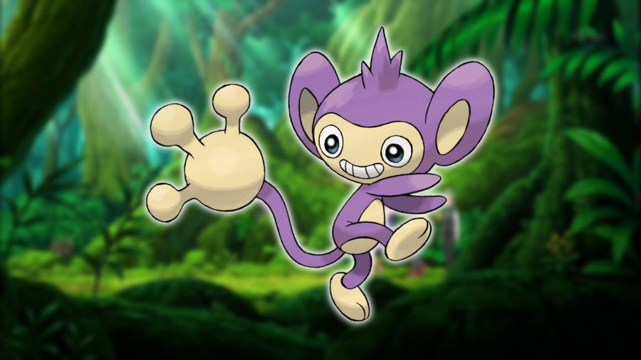 Monkey Pokemon: With a jungle-based Pokemon still in the background, an image shows the monkey Pokemon Aipom