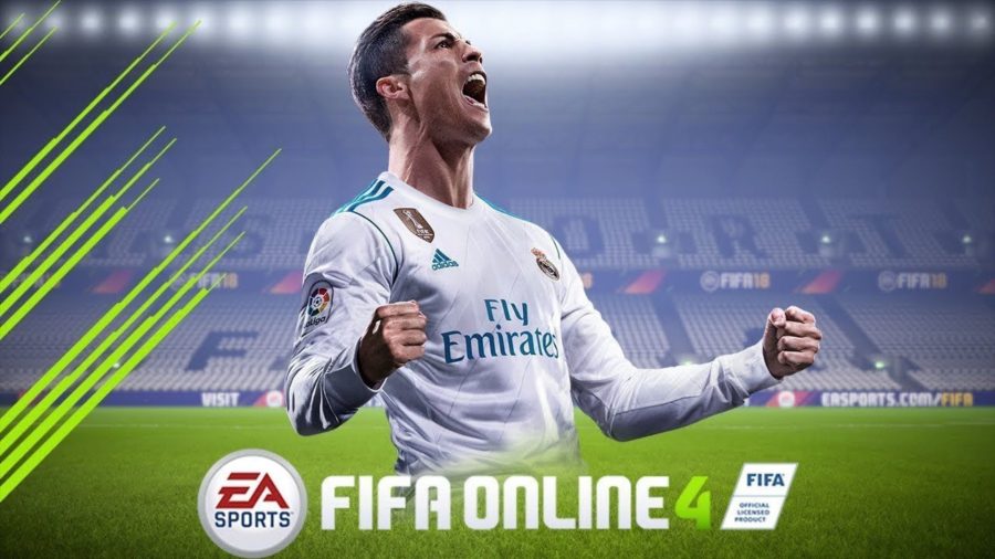 Art for Fifa Online 4 showing Christiano Ronaldo celebrating, arms akimbo, in a Real Madrid kit.