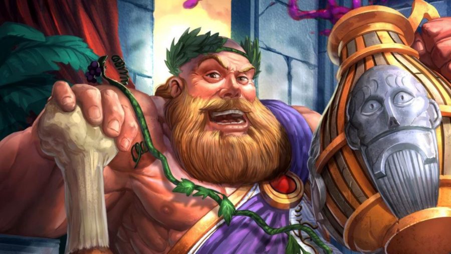 Smite character and Roman god of drinking Bacchus with a jug of what we can only assume is mead in his hand