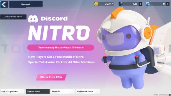 Tower of Fantasy Discord Nitro gift in-game details